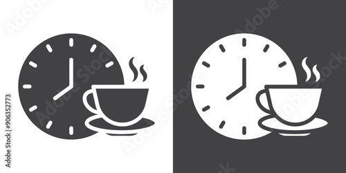 Coffee time icon Thin line illustration set