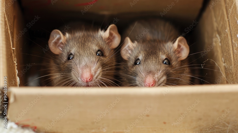 Rescue two newborn rats from the cold floor and place them in warm cardboard box Rescue two newborn rats from the cold floor and place them in warm cardboard box