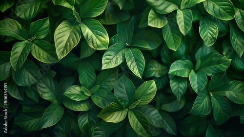 Large green leaves background Natural leaves close up dark green tropical forest Fresh deep foliage texture Nature concept earth : Generative AI