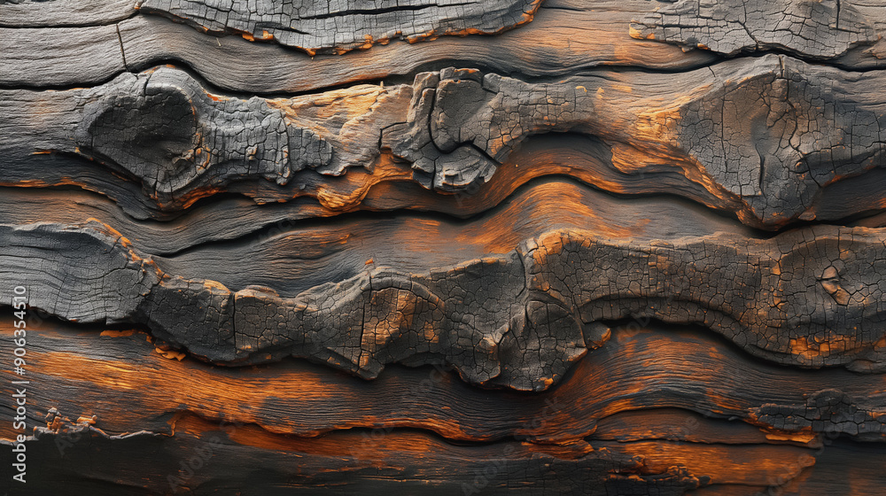 The image is of a piece of wood with a lot of burn marks