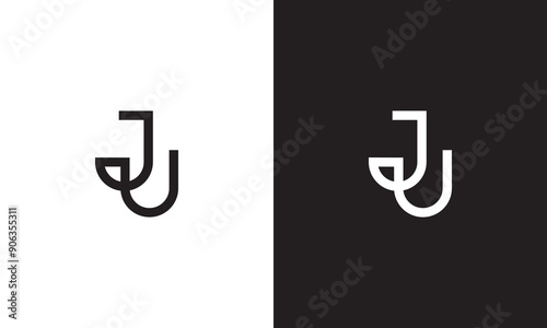 JU logo, monogram unique logo, black and white logo, premium elegant logo, letter JU Vector minimalist