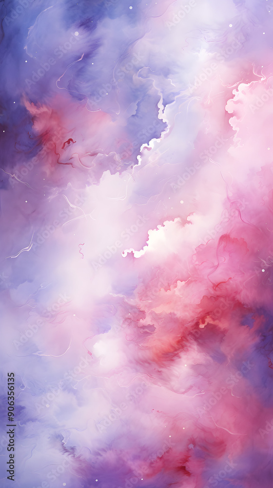 Fototapeta premium Digital purple and pink nebula starry abstract graphic poster background