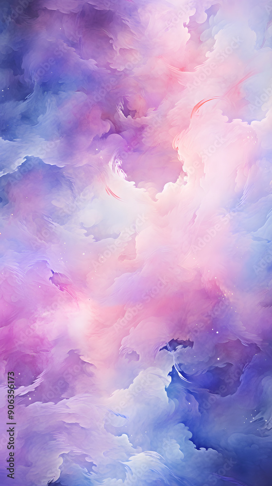 Naklejka premium Digital purple and pink nebula starry abstract graphic poster background