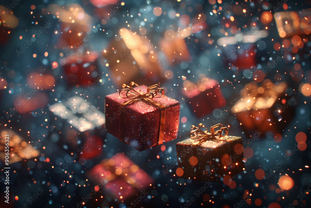 Festive gift Kodak floats with sparkles and bokeh Festive gift Kodak floats with sparkles and bokeh