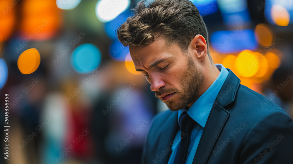 A man in a suit is looking down at his phone A man in a suit is looking down at his phone