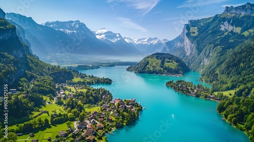 top of Interlaken is beautiful landmark for photography switzerland : Generative AI photo
