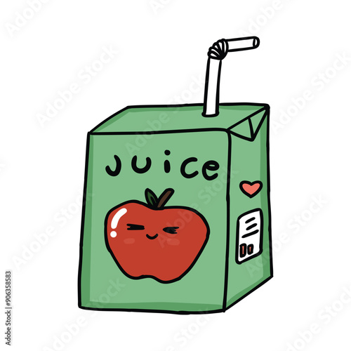cute kawaii apple juice illustration