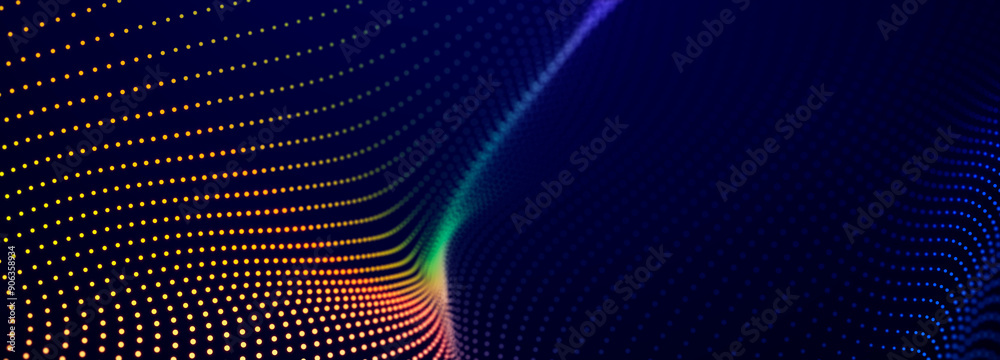 Obraz premium Particle stream. Purple background with many glowing particles. Information technology background. 3d rendering.
