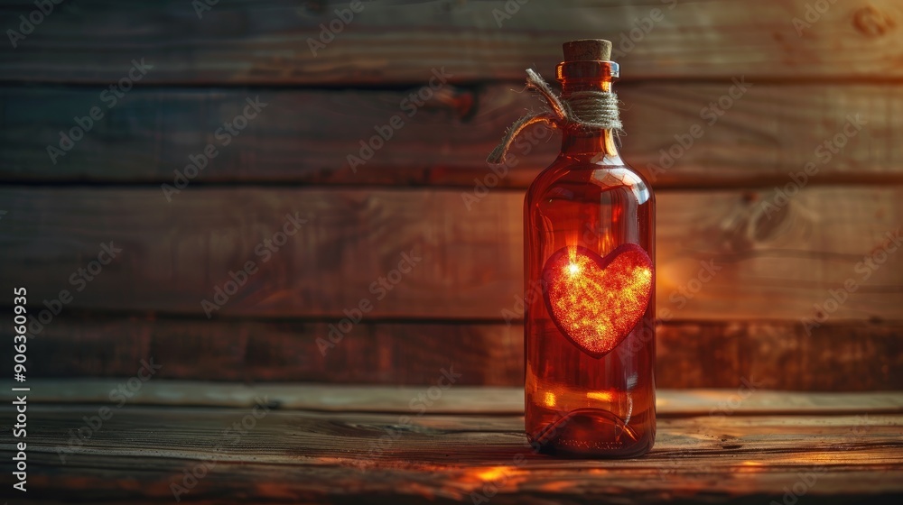 Bottle with a heart centerpiece, showcasing a message area in the glass section. Ample space for additional text. Bottle with a heart centerpiece, showcasing a message area in the glass section. Ample space for additional text.
