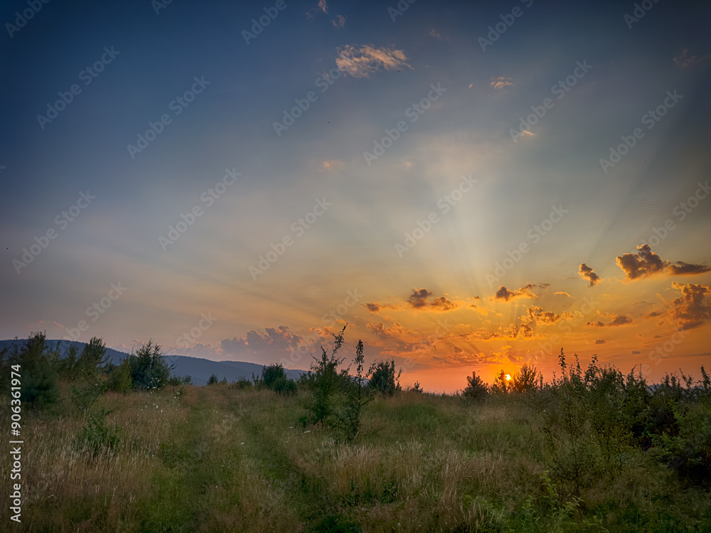 Wonderful landscape view on the Carpathian Mountains during the sunset in the summer season Wonderful landscape view on the Carpathian Mountains during the sunset in the summer season