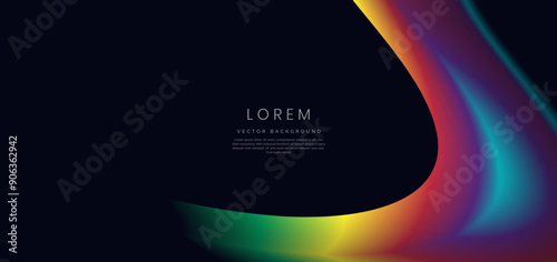 Colorful gradient wave and light on black background.