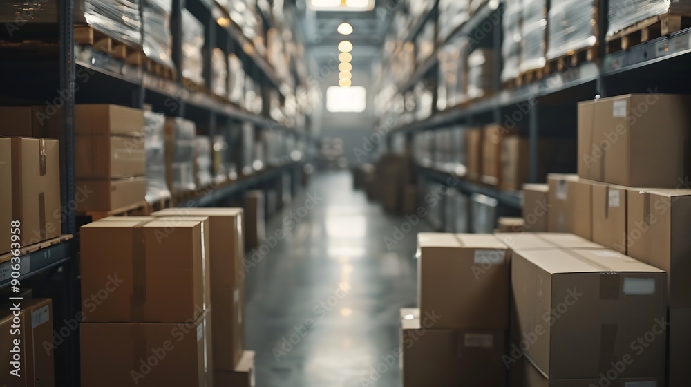 Startup business space filled with merchandise in boxes to ship to clients products in cardboard packages used for supply chain distribution Empty warehouse with merchandise and depot : Generative AI Startup business space filled with merchandise in boxes to ship to clients products in cardboard packages used for supply chain distribution Empty warehouse with merchandise and depot : Generative AI