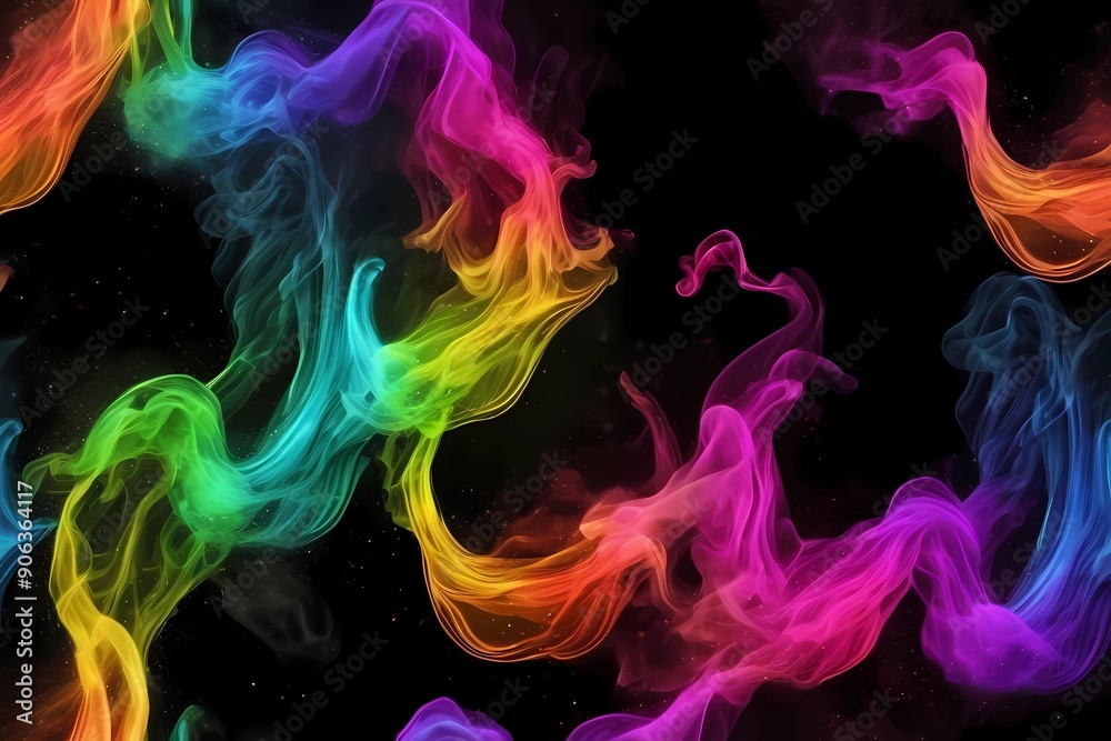Abstract colorful rainbow swirling smoke splash clouds on black background. Rainbow wallpaper artwork background with copy space. National Find a Rainbow Day. LGBT tolerance. Pride concept Abstract colorful rainbow swirling smoke splash clouds on black background. Rainbow wallpaper artwork background with copy space. National Find a Rainbow Day. LGBT tolerance. Pride concept