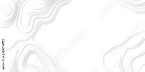 Abstract white paper cut background with lines. Background of the topographic map. White wave paper curved reliefs abstract background. Realistic papercut decoration textured with wavy layers.