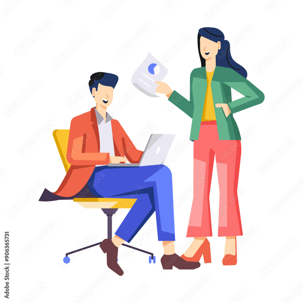 A flat style illustration of team discussion
A flat style illustration of team discussion