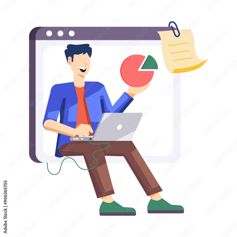 Employee with business document, flat illustration
Employee with business document, flat illustration