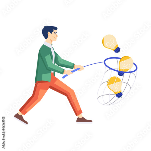 Man stealing ideas flat style illustration 

