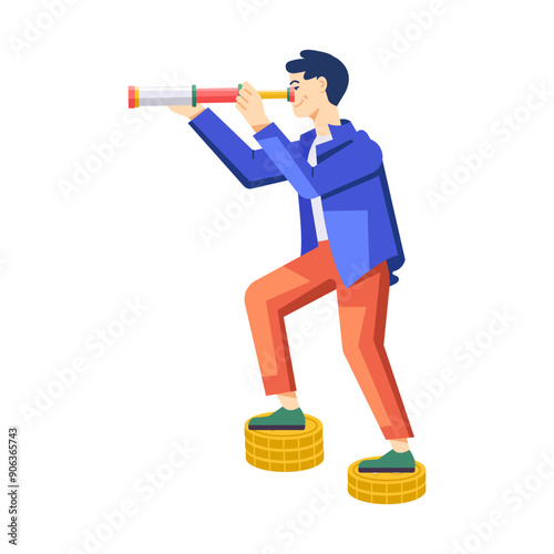 A flat style illustration of financial vision 

