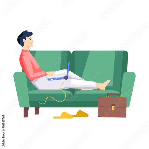 Character based flat illustration of remote work 

