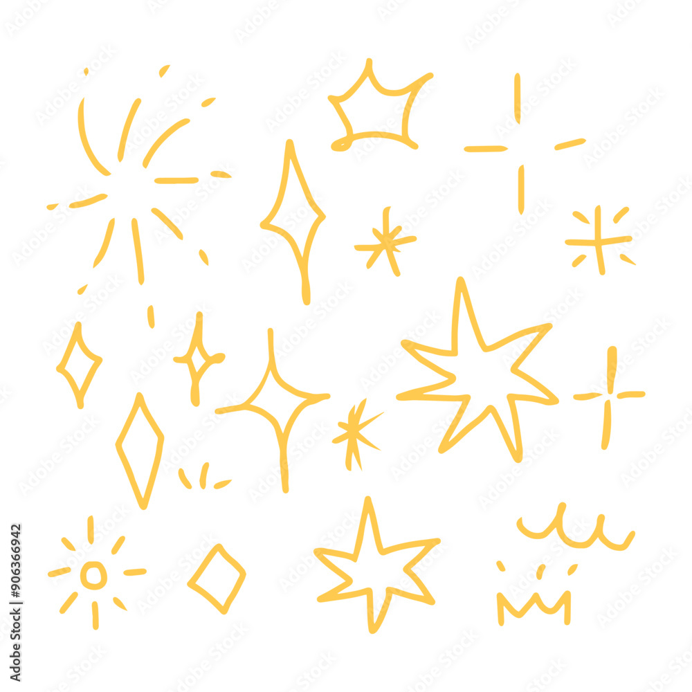 Various star and sparkle doodle hand drawn for element and illustration Various star and sparkle doodle hand drawn for element and illustration