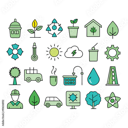 energy environment icons vector set.