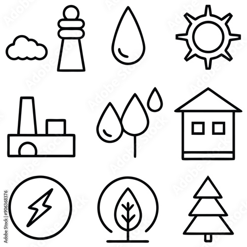 energy environment icons vector set.