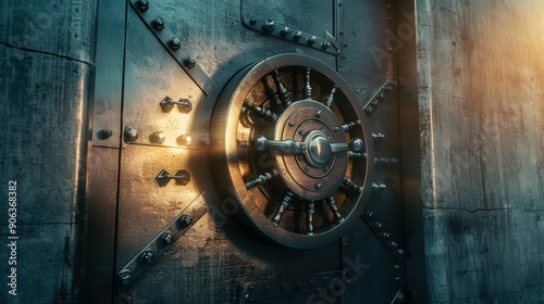A detailed shot of a vault door, representing security, wealth protection, and the safekeeping of valuable assets. The image evokes a sense of trust and financial security.