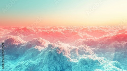 A stunning view of colorful clouds illuminated by a gentle sunset, creating a serene and dreamlike atmosphere.