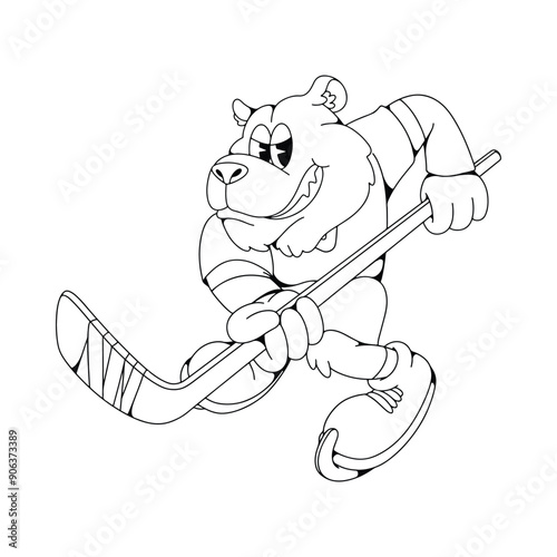 Bear Hokey Retro Mascot Character