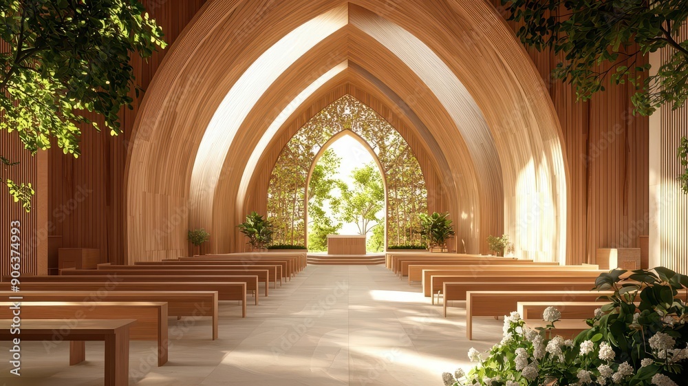 A serene chapel made of timber, sanctuary of faith and community, spiritual haven A serene chapel made of timber, sanctuary of faith and community, spiritual haven