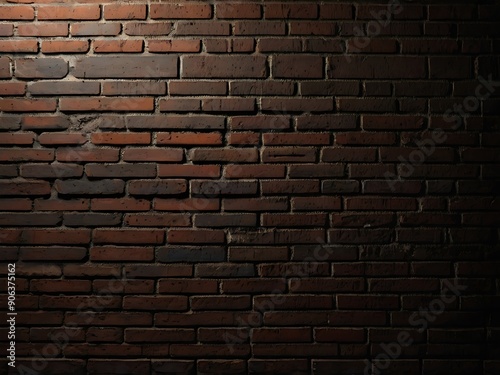 Brick wall with old brown and dark bricks, textured wallpaper of stone bricks