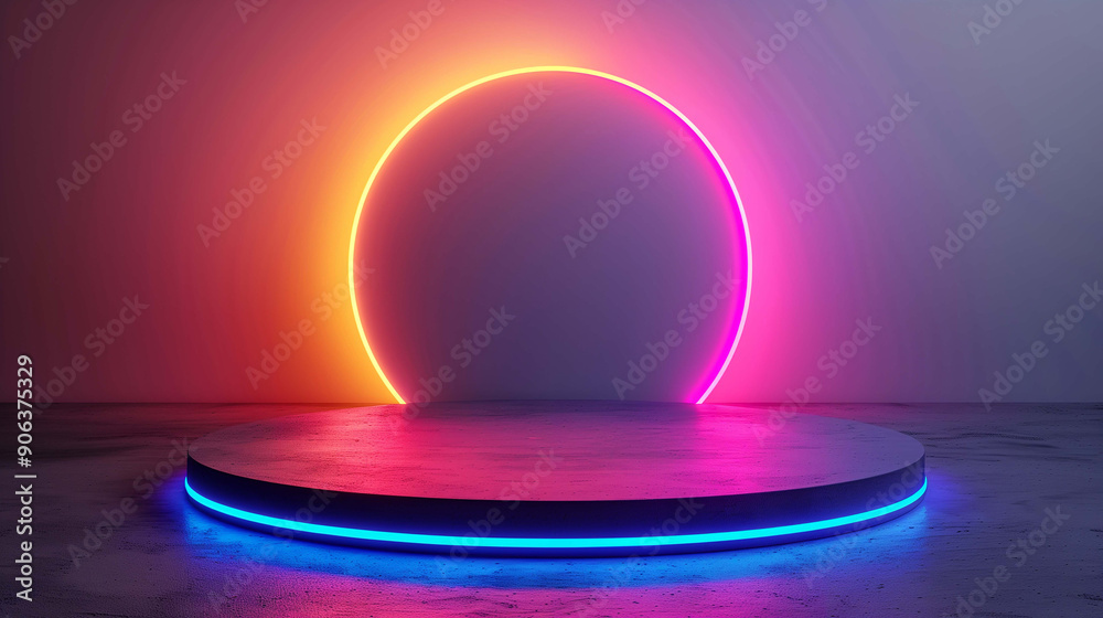 Eye-Catching Neon Circle Background with Intense Light and Color Eye-Catching Neon Circle Background with Intense Light and Color