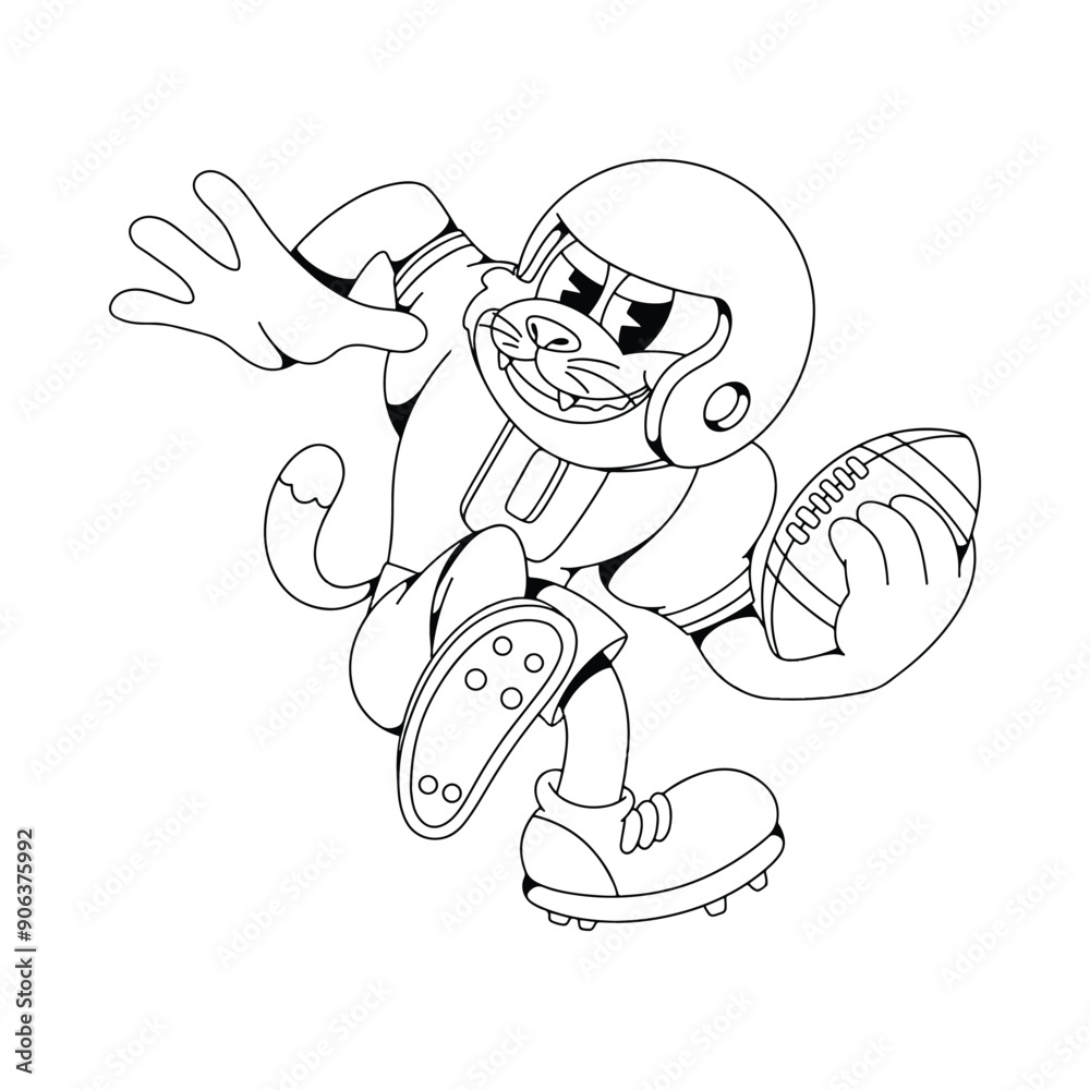 Fototapeta premium Cat Football Retro Mascot Character