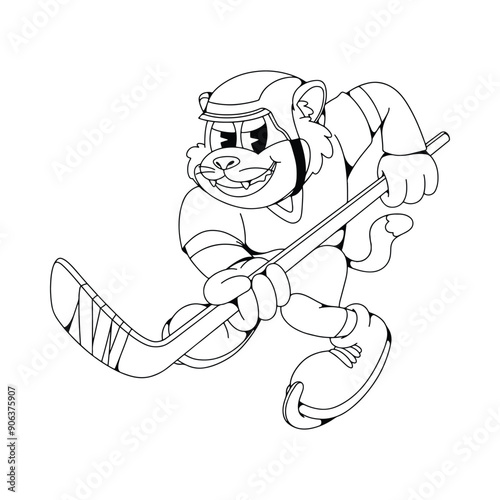 Cat Hokey Retro Mascot Character