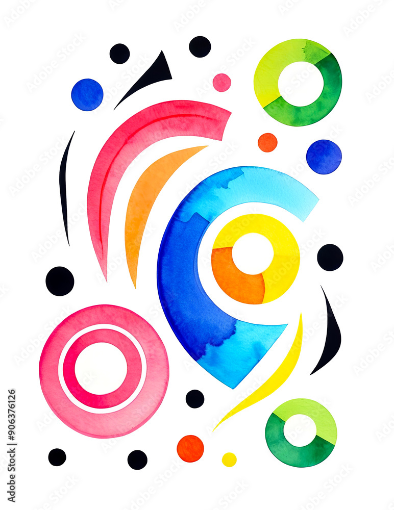 Obraz premium Bright colorful abstract watercolor shapes isolated on white background