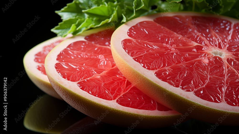 Close up of a fresh pomelo, macro photography, segmented textures, top view, studio lighting. Close up of a fresh pomelo, macro photography, segmented textures, top view, studio lighting.