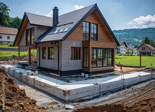 New House Construction With Mountain View