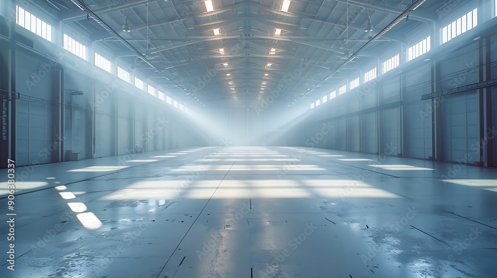 Obraz premium large bright and empty warehouse : Generative AI