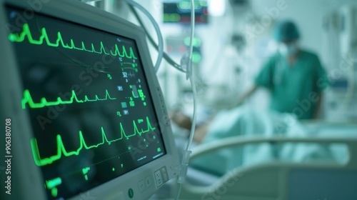 Wallpaper Mural Close-Up of Heart Monitor in Hospital Room Torontodigital.ca