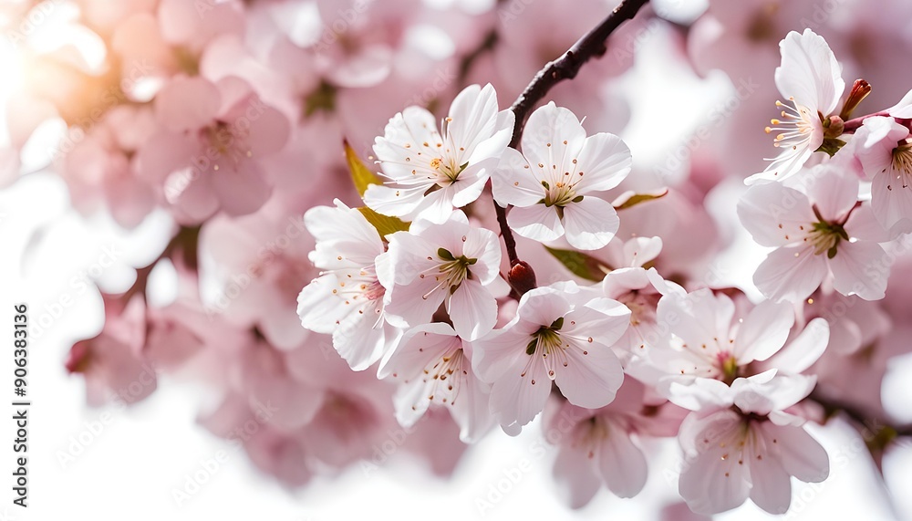 Isolated Close Up Sakura Cherry Blossom Flowers On White Background Isolated Close Up Sakura Cherry Blossom Flowers On White Background