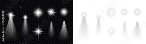 Star light, isolated over transparent illustration. Glowing effect. Christmas star