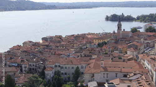 Konstfotografi Arona Lake Maggiore, Verbano-Cusio Ossola province, Piedmont, Italy high angle view of city Arona