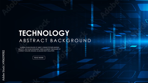 Digital technology big data streams ultra speed on blue background.