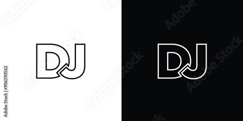 Letter D and J, DJ logo design template. Minimal monogram initial based logotype. photo