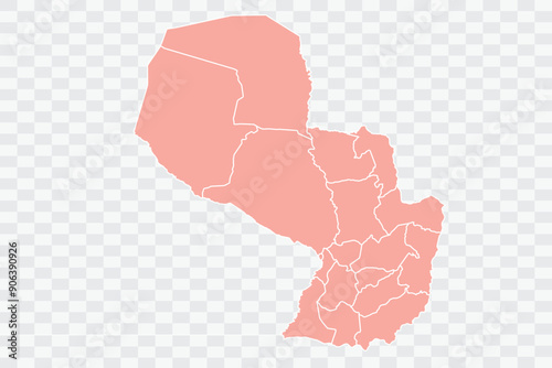 Paraguay Map salmon Color Background quality files png Art & Illustration