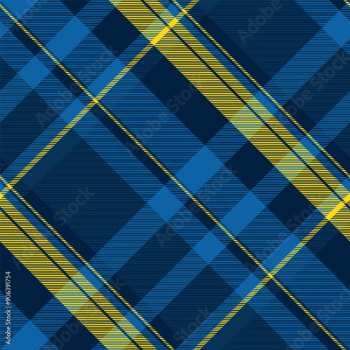 Tough pattern vector fabric, softness texture seamless textile. Finish tartan plaid background check in cyan and dark colors.