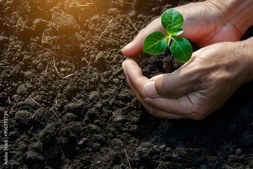 Hands Holding a Young Plantling photo