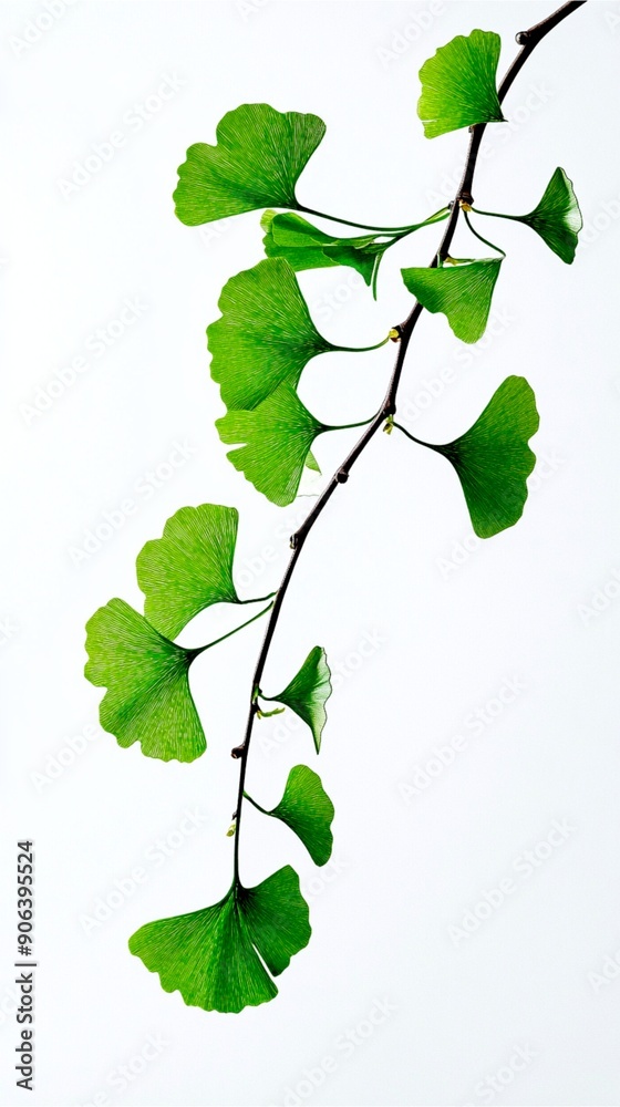 Naklejka premium Ginkgo biloba leaves on white background. ginseng herbal medicine