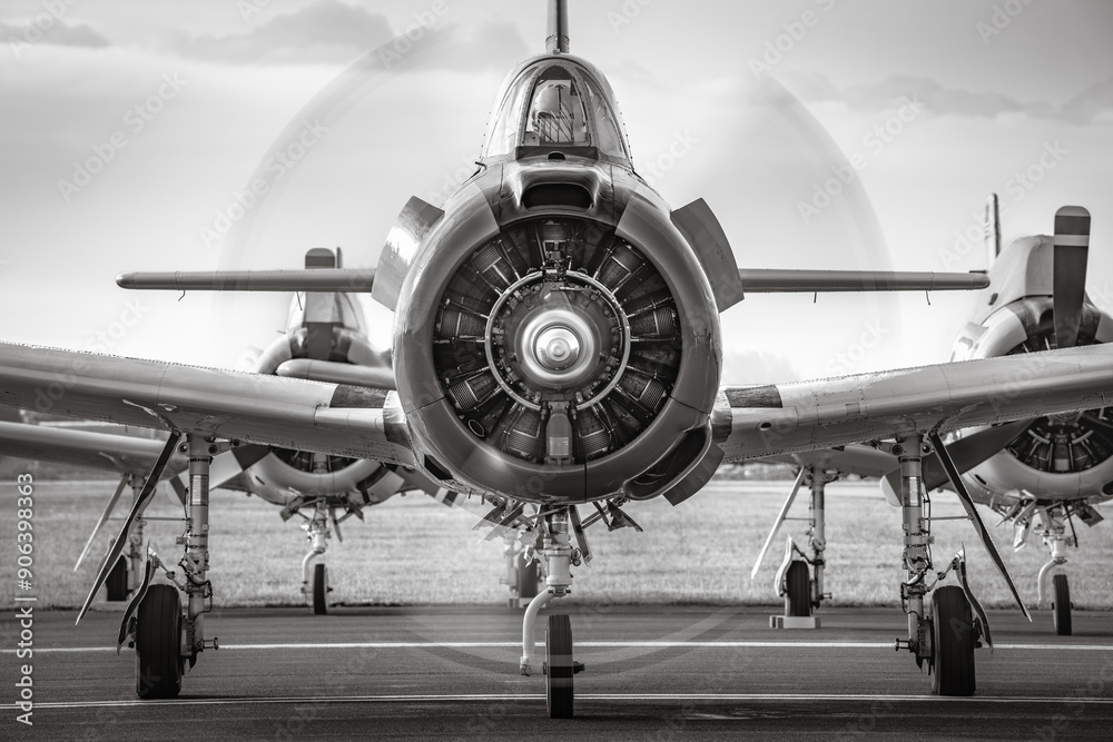engine start of an historical fighter plane