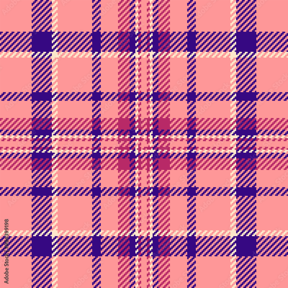 Fuzzy fabric vector texture, party pattern check textile. Tiny plaid seamless background tartan in red and violet colors. Fuzzy fabric vector texture, party pattern check textile. Tiny plaid seamless background tartan in red and violet colors.